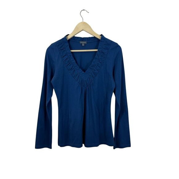 Lilla P Tops - Lilla P Medium Top Blue Long Sleeve Pullover V-Neck Pima Cotton Womens